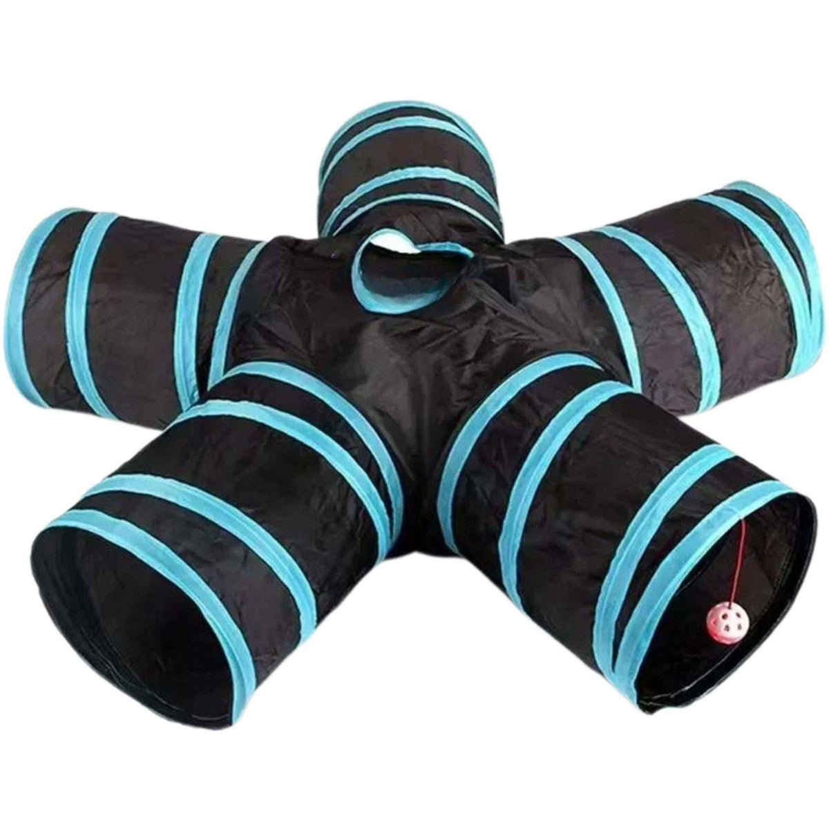 Foldable 5-way cat tunnel with crinkle toy from TrendyPet's Zone, perfect for playful cats and kittens.