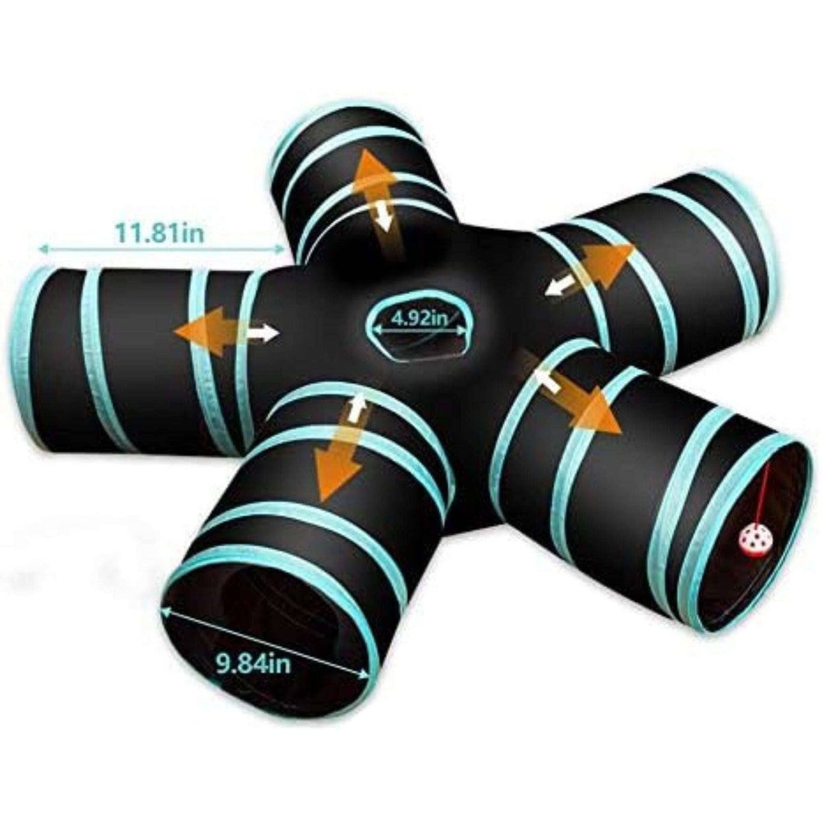 TrendyPet's Zone 5-way foldable cat tunnel with crinkle toy for kittens, designed for playful and interactive cat entertainment.