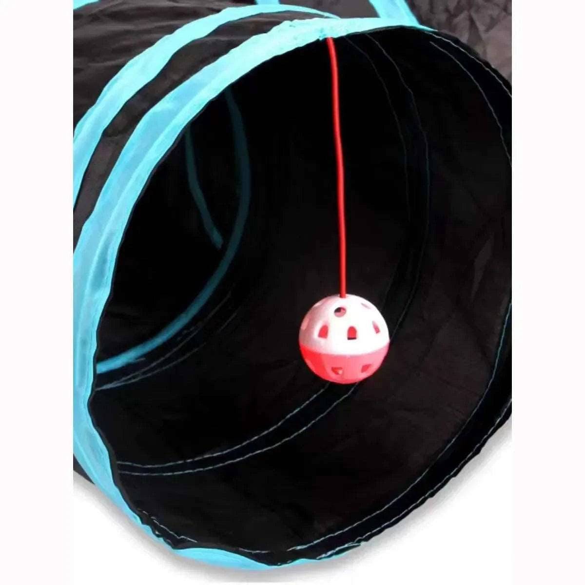 TrendyPet's Zone 5-way foldable cat tunnel with crinkle toy for kittens, designed for playful feline fun and exploration.