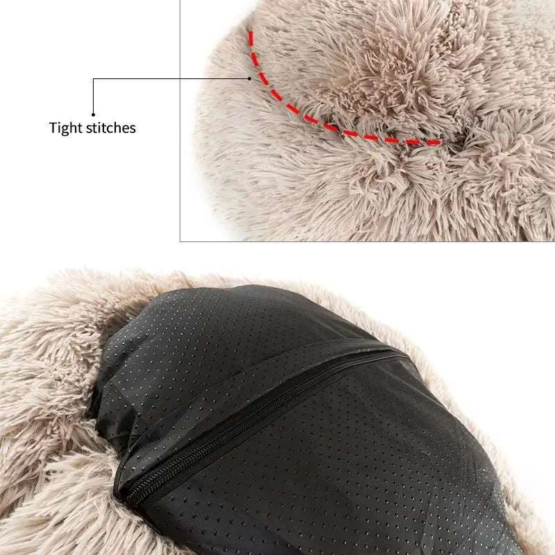 Black Detachable Dog & Cat Bed With Zipper Round Mat Thicken Plush TRENDYPET'S ZONE