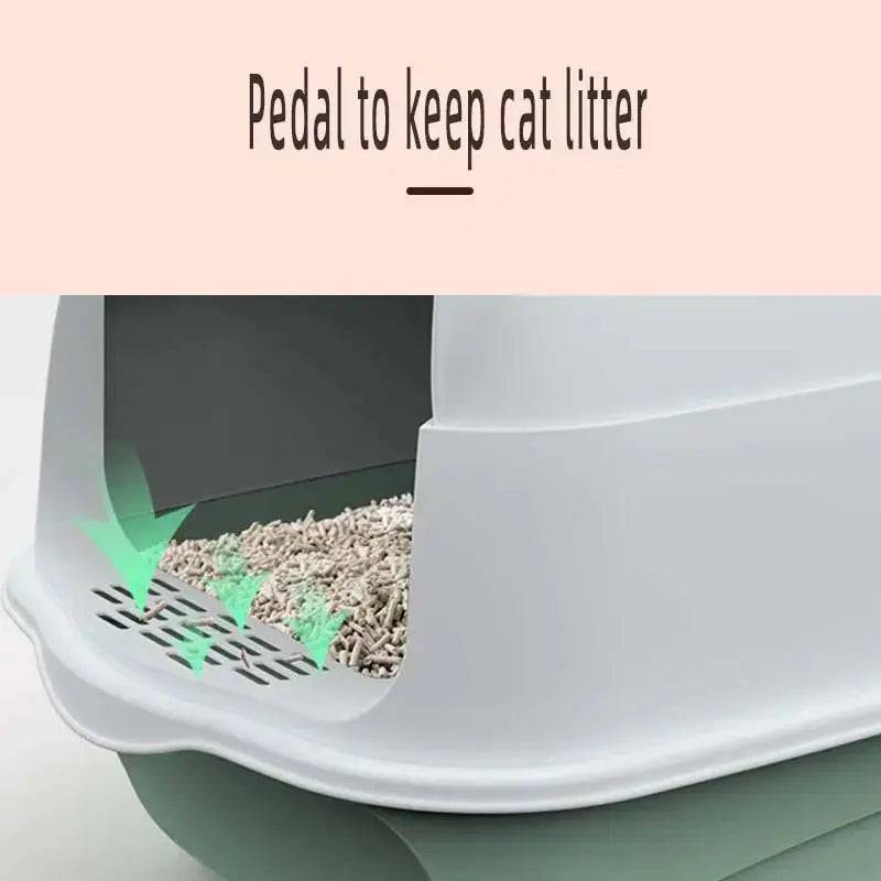 Black Fully Enclosed - Semi-sealed Pet Cat Litter Box Anti-Splash Deodorant Cat Toilet Two-Way Litter Tray with Shovel Litter Tray TRENDYPET'S ZONE