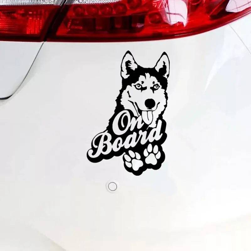 Black Husky on board car bumper sticker vinyl decal for rear window, humorous auto sticker from TrendyPet's Zone.
