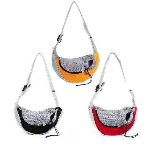 Black light grey pet carrier for outdoor travel, TrendyPet’s Zone dog shoulder bag with mesh Oxford fabric and comfortable sling design.