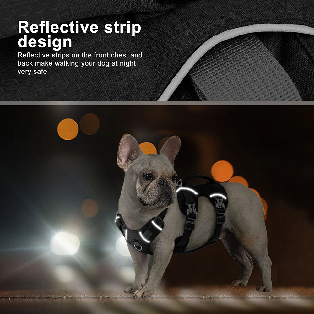 Black Escape-Proof Reflective Dog Harness Durable & Adjustable - TrendyPet's Zone
