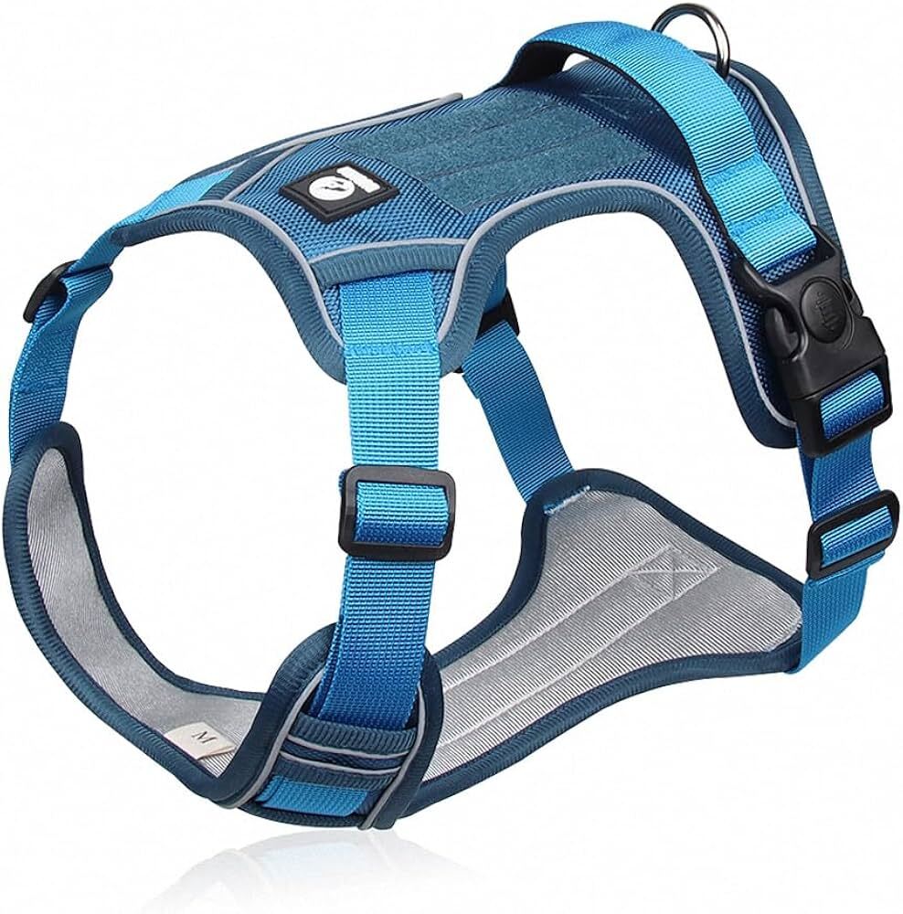 Blue Adjustable Tactical Dog Harness with a Handle No Pull - TrendyPet's Zone