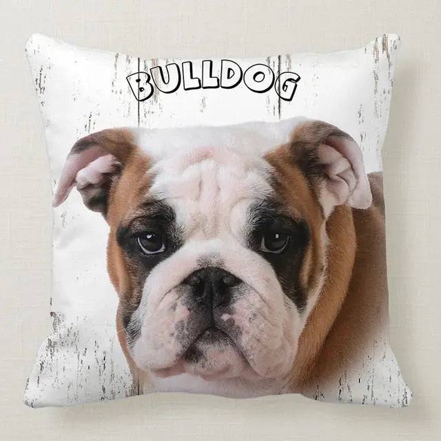 TrendyPet's Zone cute bulldog dog pillowcase for car, sofa, or bedroom decor, featuring soft textile cushion cover.