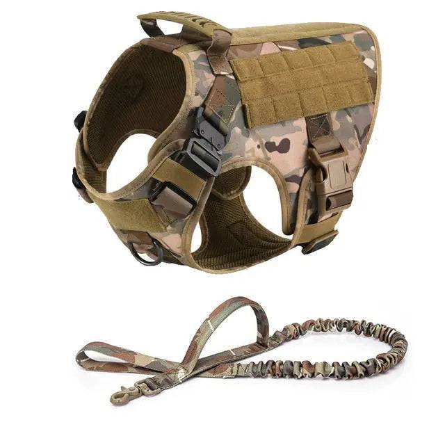 Camouflage Durable Nylon Tactical Dog Harness Collar Leash Set - TrendyPet's Zone