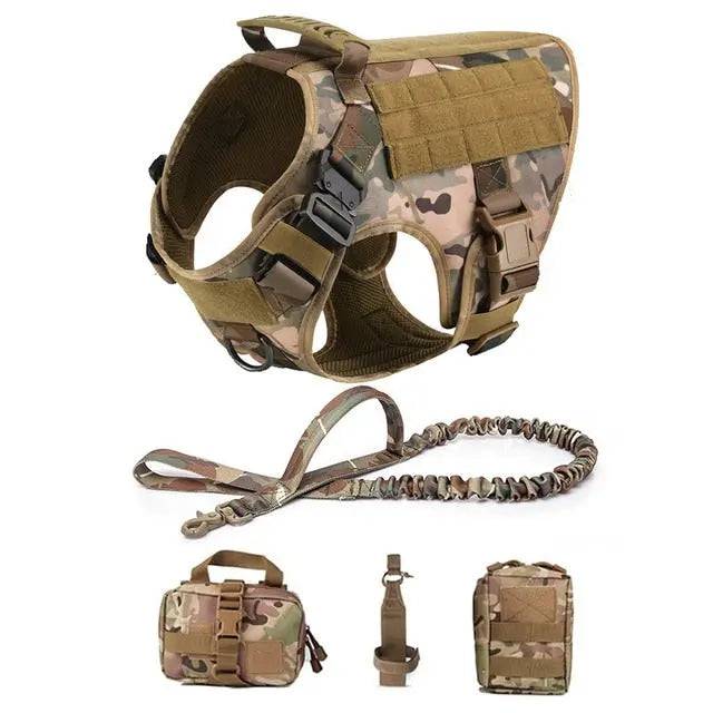 Camouflage Durable Nylon Tactical Dog Harness Collar Leash Set - TrendyPet's Zone