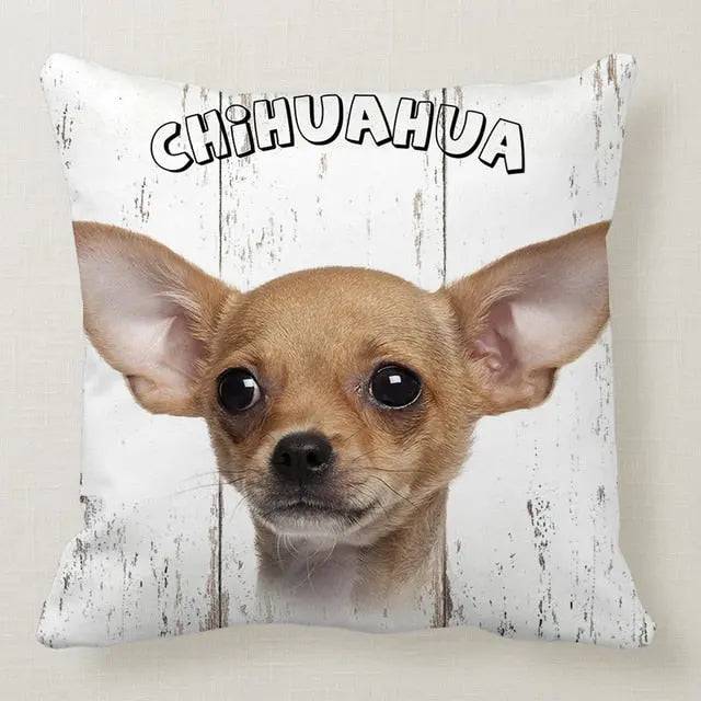 Chihuahua printed throw pillow cover by TrendyPet's Zone featuring a cute dog design for home decor.