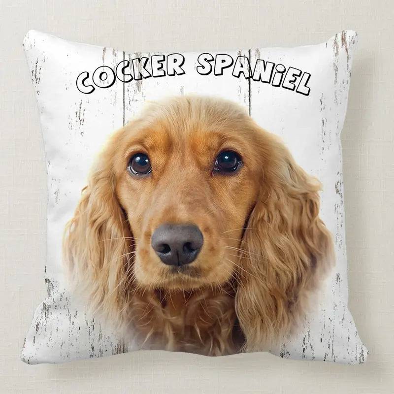 Cute Cocker Spaniel dog pillowcase from TrendyPet's Zone, ideal for car beds, sofas, or bedroom decor, featuring detailed dog design.