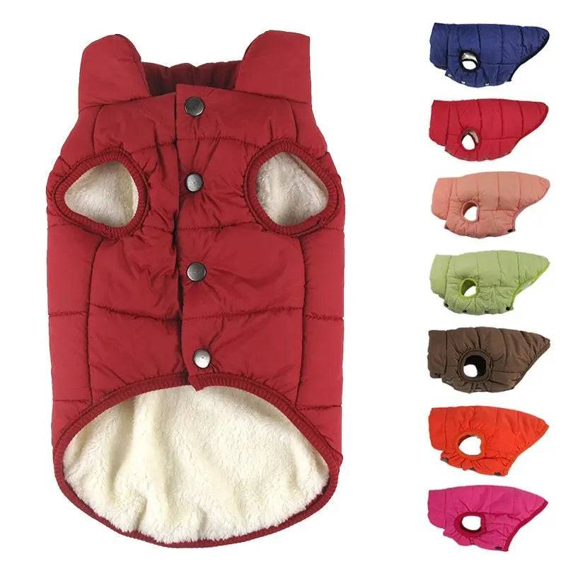 Coffee-colored winter dog coat by TrendyPet's Zone, warm fleece vest for small and large dogs, winter pet clothing and supplies.