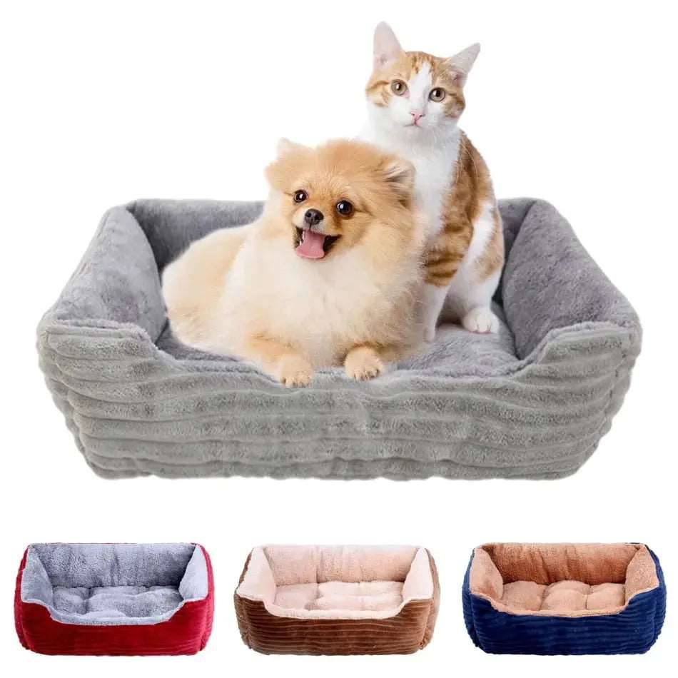 Dark Grey Pet Cat Dog Bed Cushion Square Soft Plush Kennel Dog Bed for Small Medium Dogs Cat Puppy Accessories Pet Sleep House Waterproof TRENDYPET'S ZONE