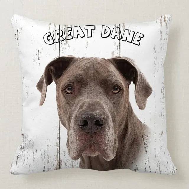 Cute Great Dane dog pillowcase by TrendyPet's Zone, perfect for car beds, sofas, and bedroom decor cushions.