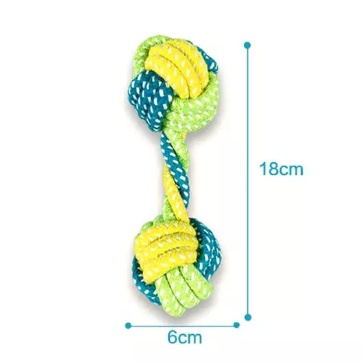 Green Dumbbell Rope Chew Toy for Puppies Teething & Anxiety Relief TrendyPet's Zone