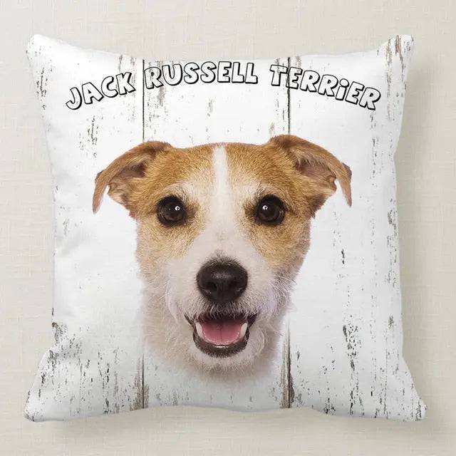 Cute Jack Russell Terrier dog pillowcase featuring a cozy cushion cover for car, sofa, or bedroom decor by TrendyPet's Zone.