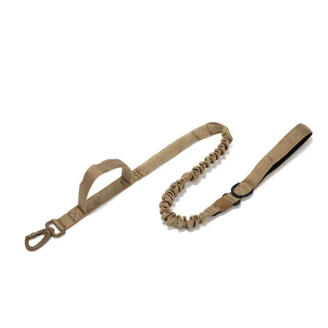 Khaki tactical dog collar and leash set from TrendyPet's Zone, heavy-duty military-style training accessories for dogs.