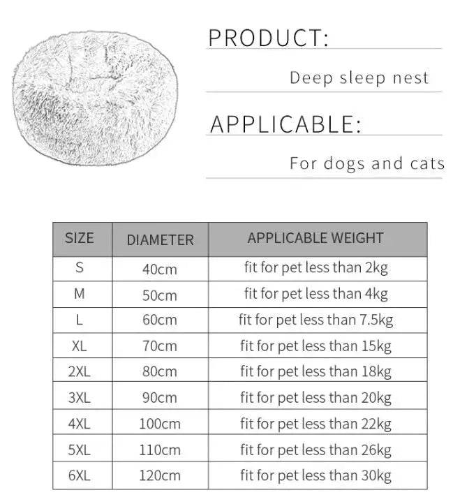 Light brown round plush pet bed for dogs and cats with a zipper, thick and super soft, from TrendyPet's Zone.