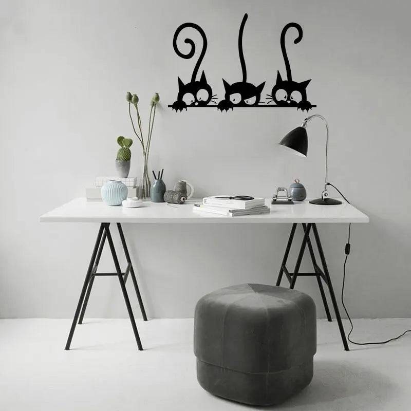 Three black cat DIY wall stickers from TrendyPet's Zone, decorative vinyl decals for animal-themed room decor.