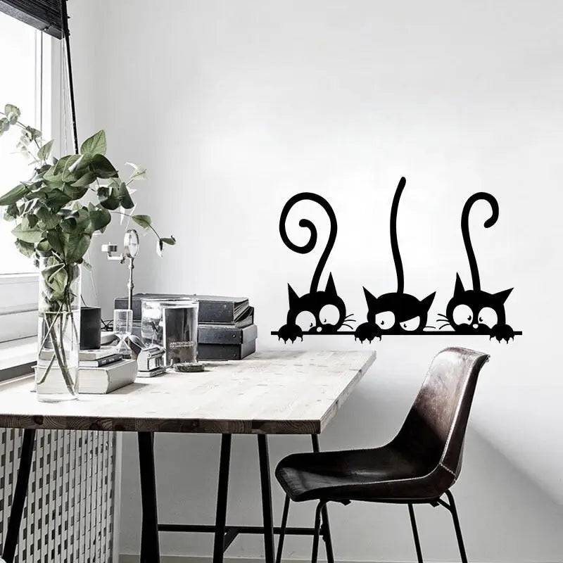 Black cat DIY wall stickers by TrendyPet's Zone, featuring three playful black cats for animal-themed room decor.