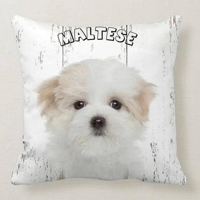Maltese dog pillowcase from TrendyPet's Zone featuring a cute dog design, ideal for car, sofa, or bedroom decor cushion cover.