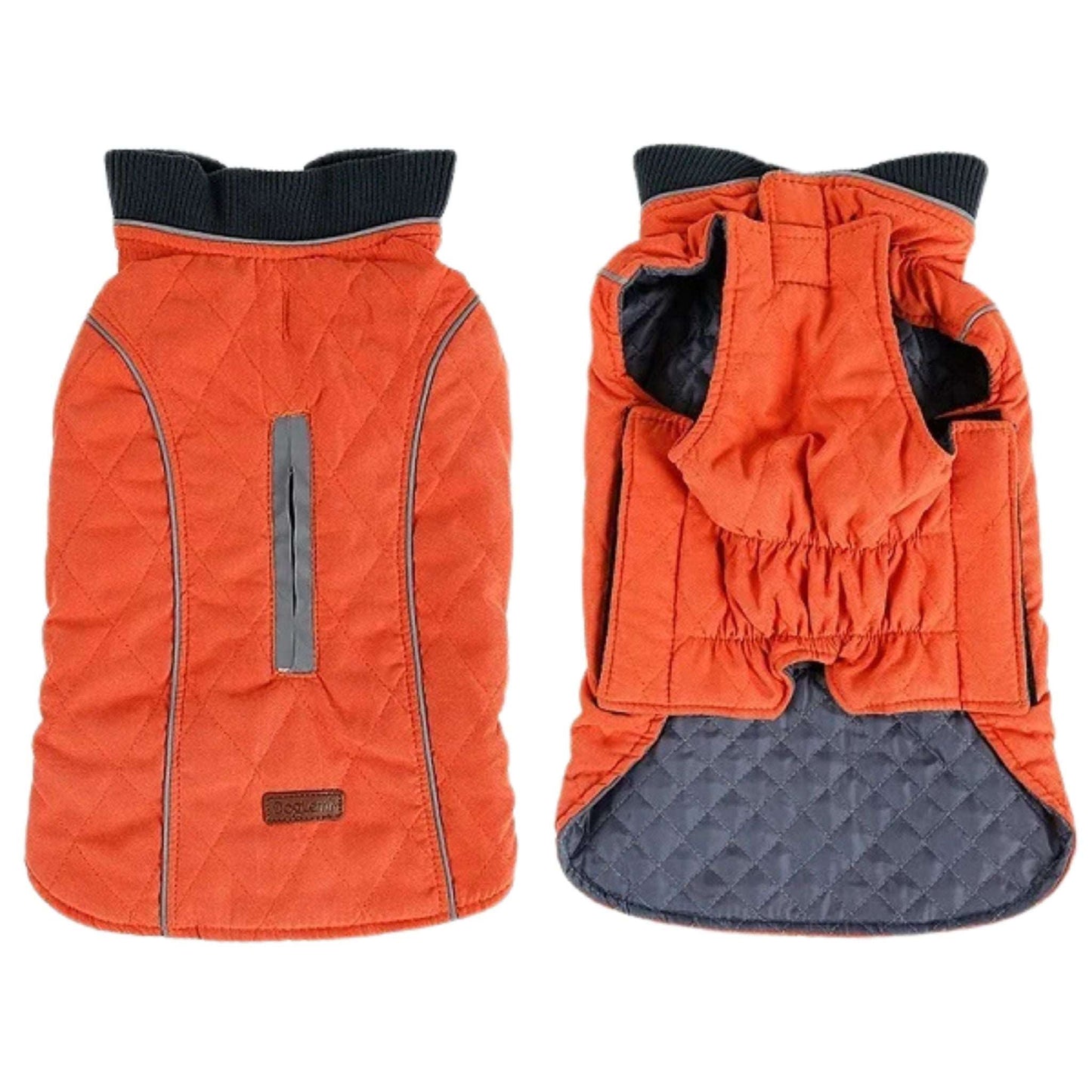Orange Cozy Quilted Dog Coat Warm Jacket Retro Thick Vest - TrendyPet's Zone