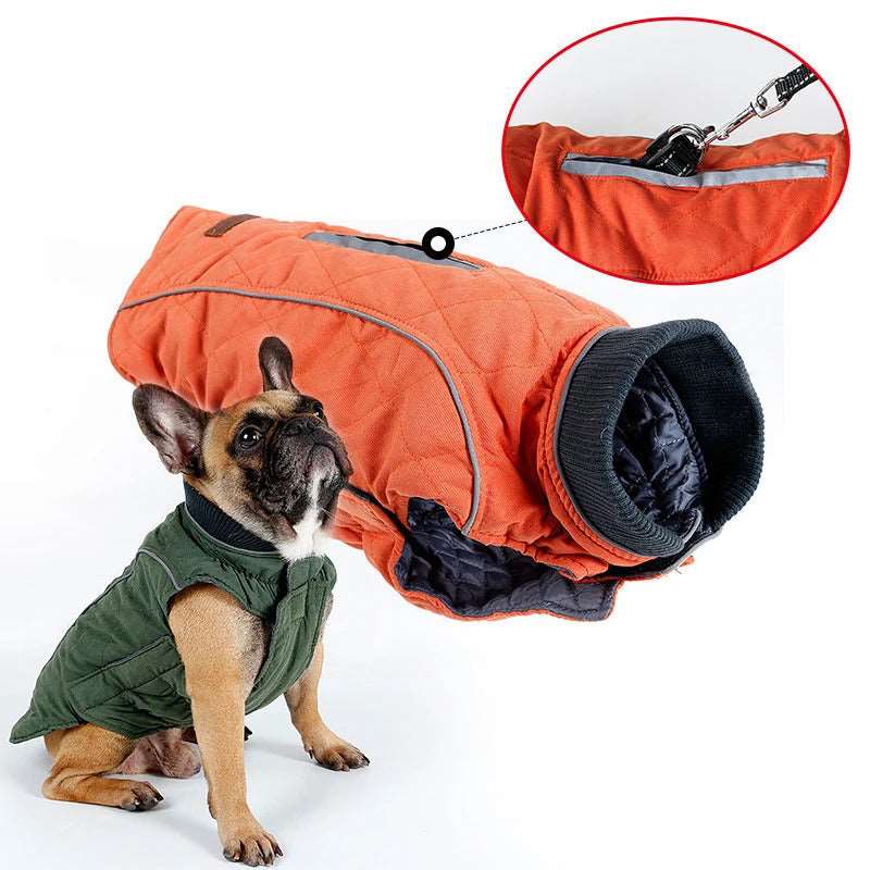 Orange Cozy Quilted Dog Coat Warm Jacket Retro Thick Vest - TrendyPet's Zone