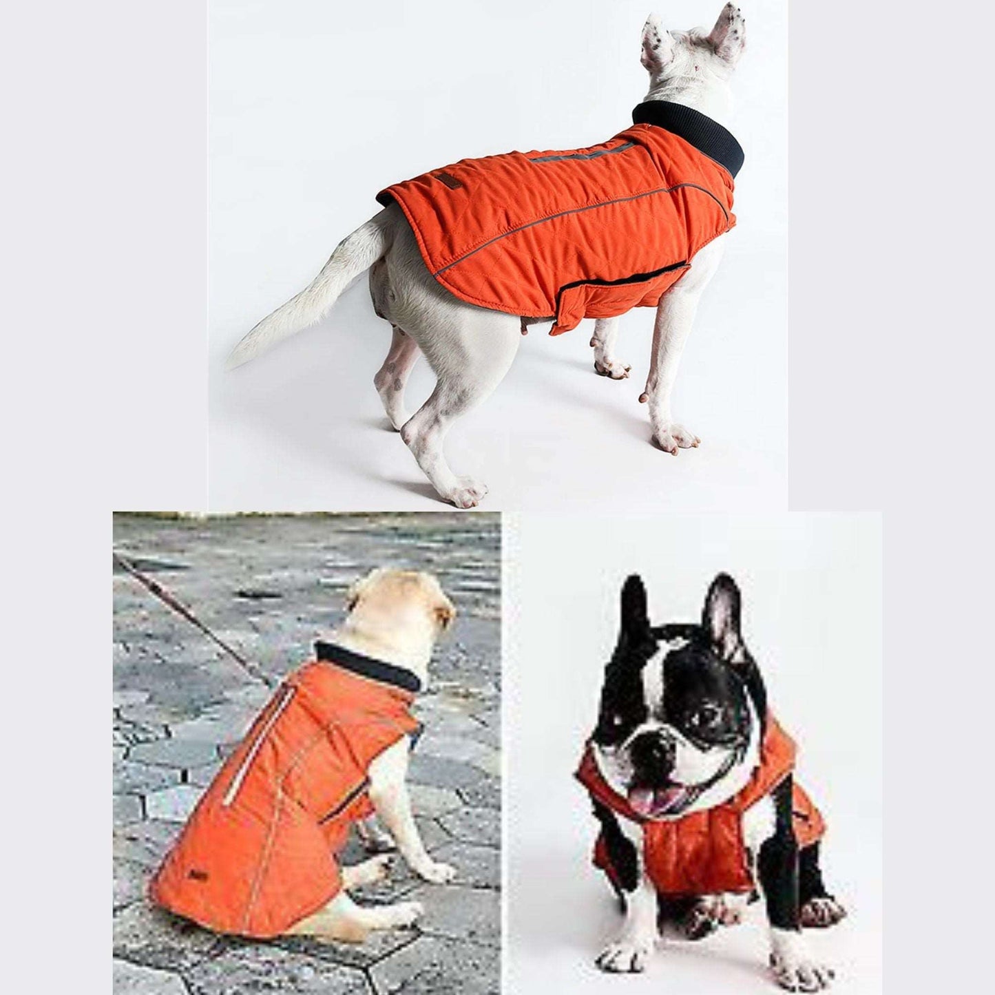Orange Cozy Quilted Dog Coat Warm Jacket Retro Thick Vest - TrendyPet's Zone
