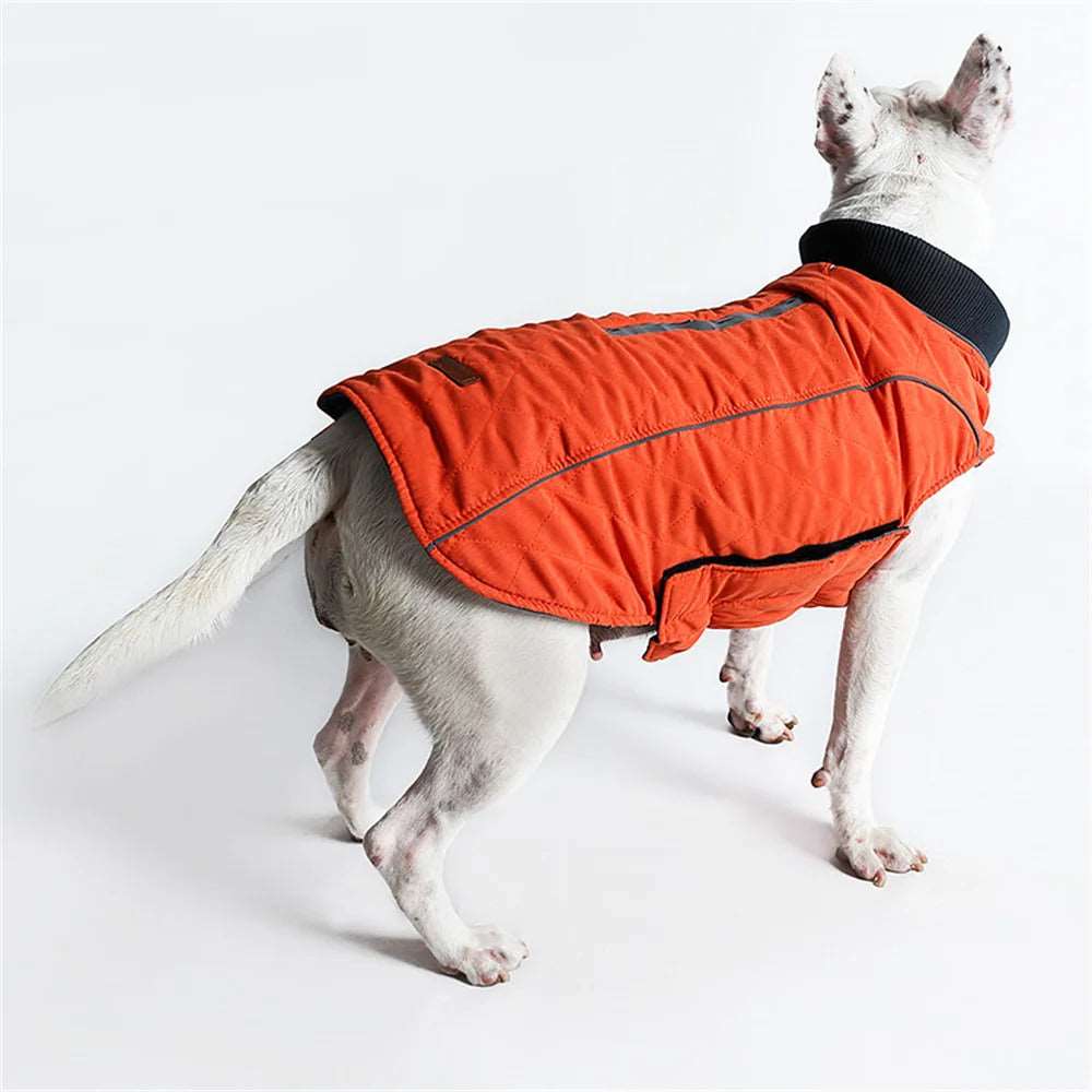Orange Cozy Quilted Dog Coat Warm Jacket Retro Thick Vest - TrendyPet's Zone