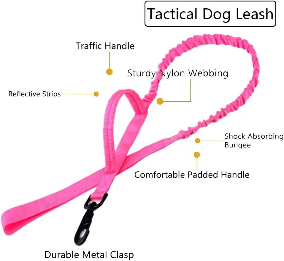 Pink durable tactical dog collar and leash set for medium to large dogs, heavy-duty training accessories by TrendyPet's Zone.