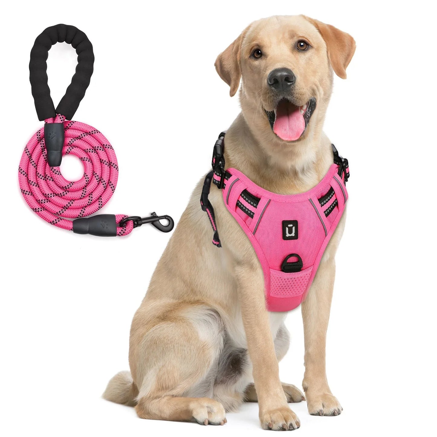 Pink No-Pull Dog Adjustable Harness with Easy Control Handle - TrendyPet's Zone