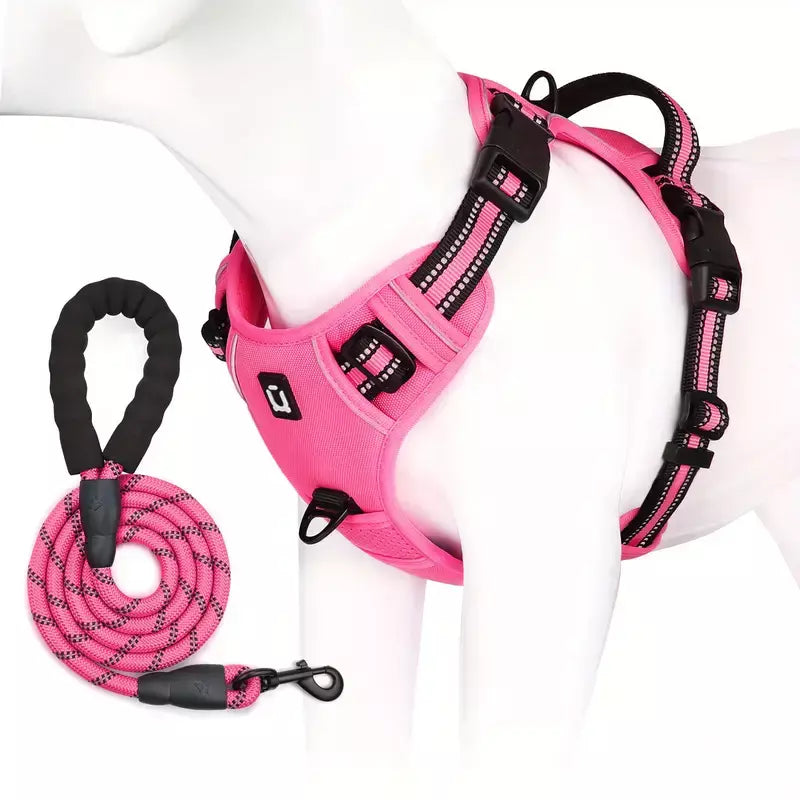 Pink No-Pull Dog Adjustable Harness with Easy Control Handle - TrendyPet's Zone