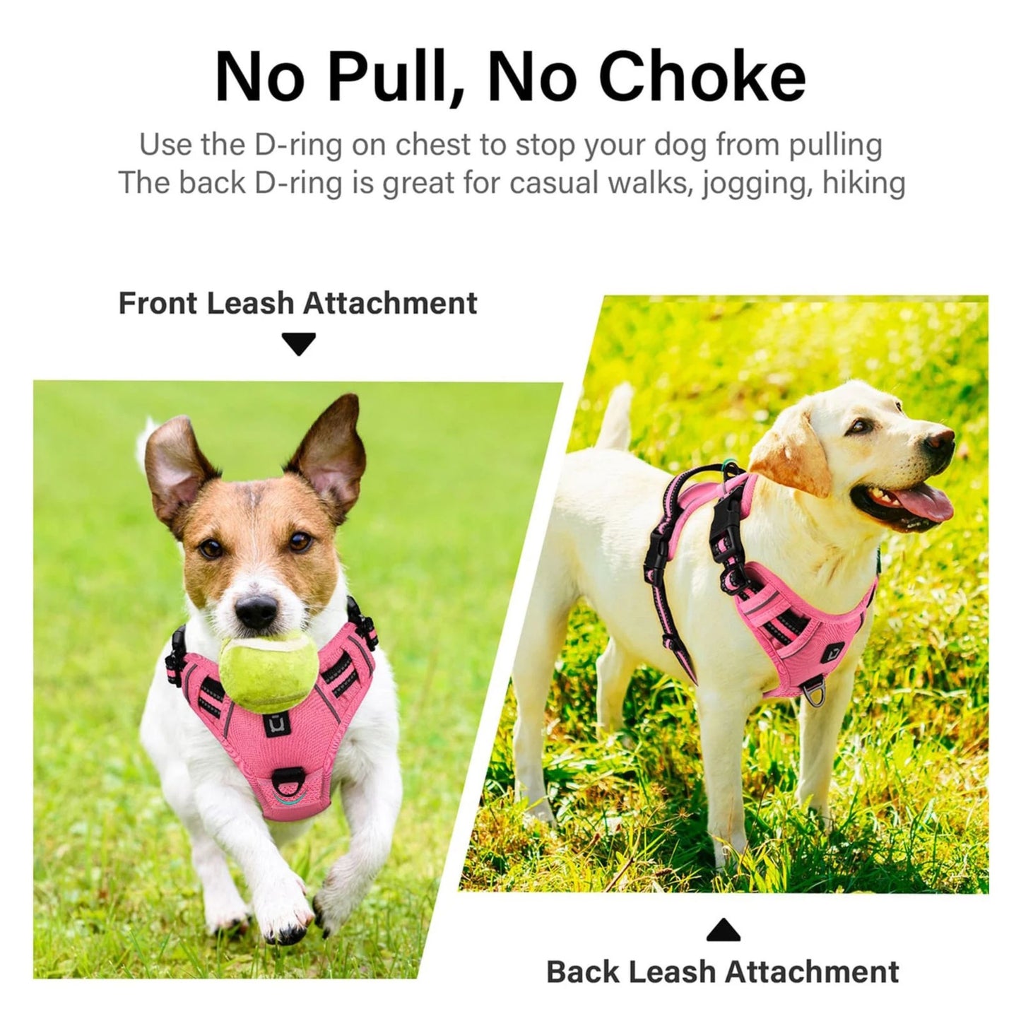 Pink No-Pull Dog Adjustable Harness with Easy Control Handle - TrendyPet's Zone
