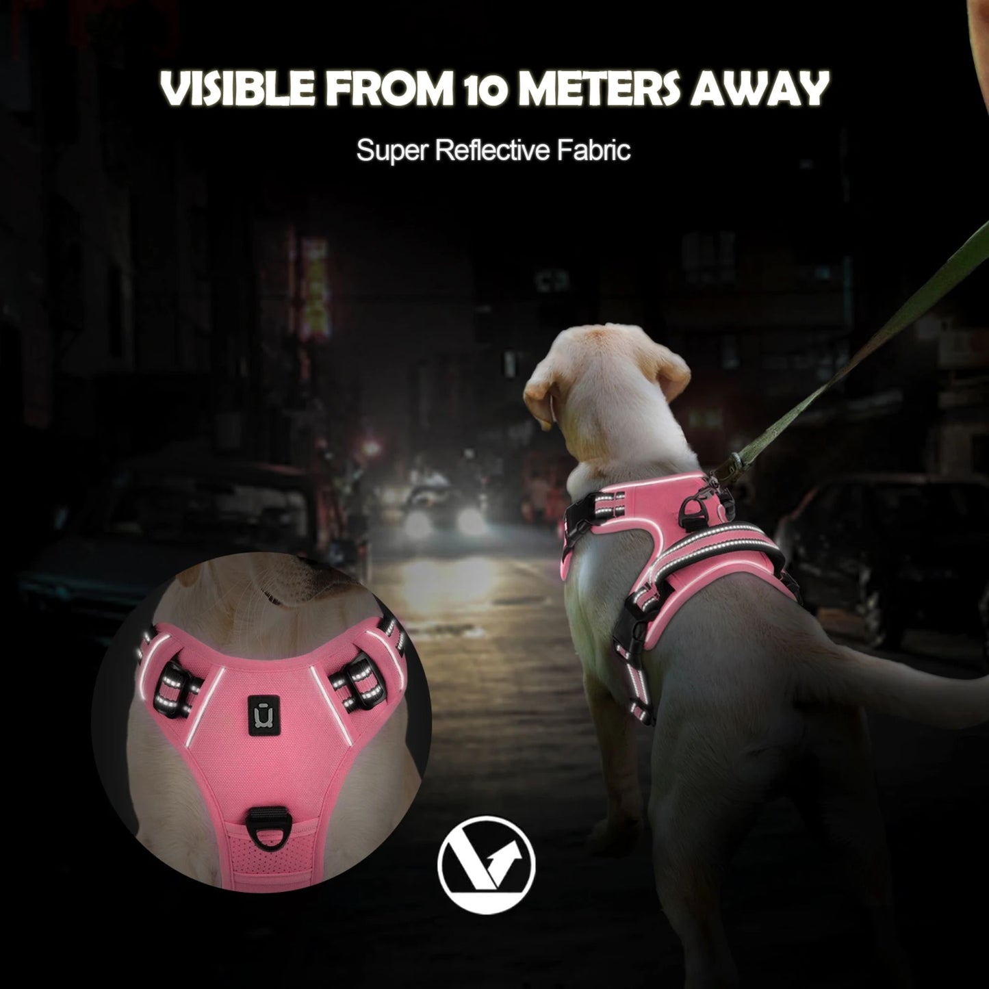 Pink No-Pull Dog Adjustable Harness with Easy Control Handle - TrendyPet's Zone