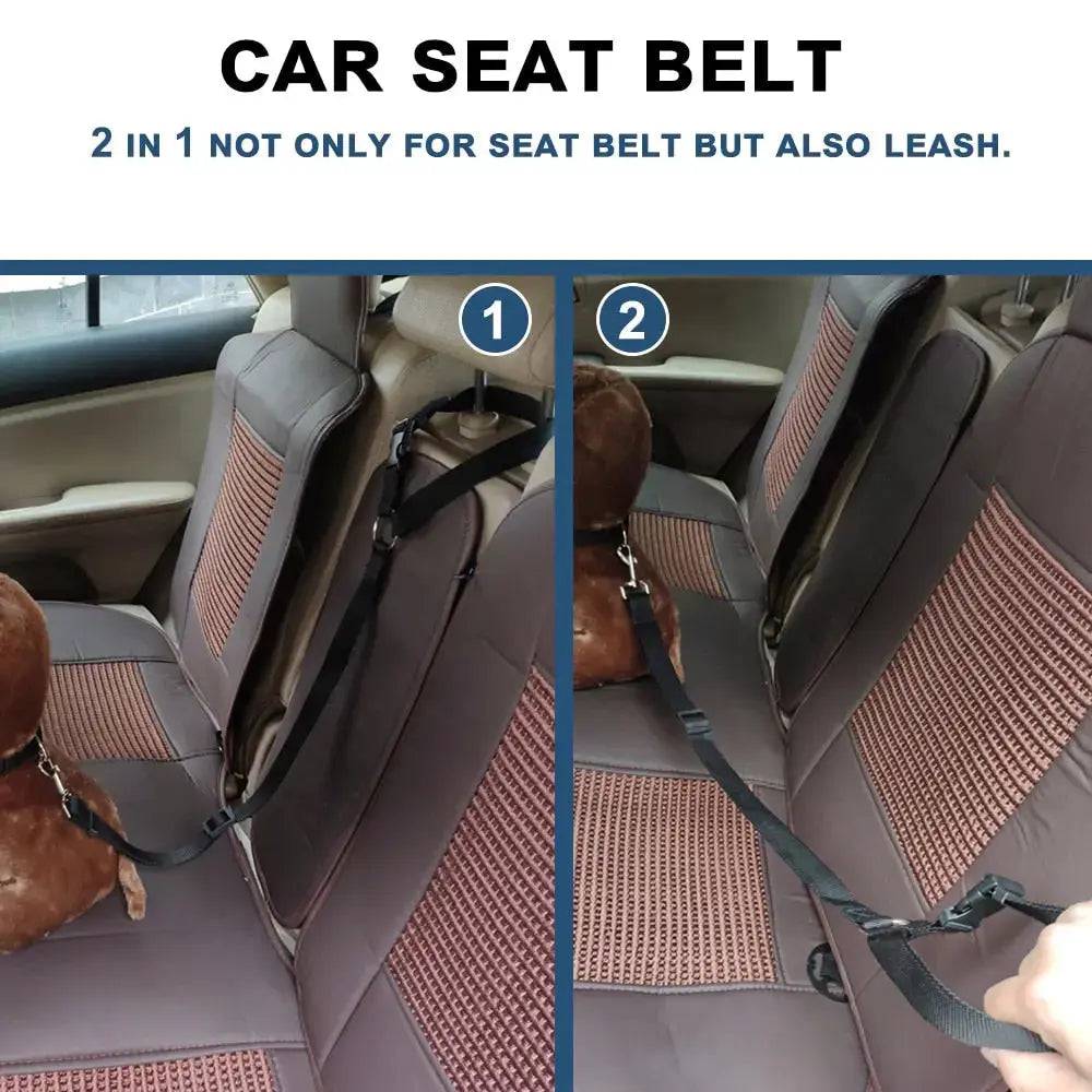 Red Solid Color Two-in-one Pet Car Seat Belt Nylon Lead Leash Backseat Safety Belt Adjustable Dogs Harness Collar Pet Accessories - TrendyPet's Zone