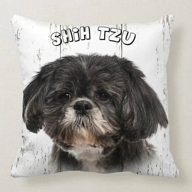 Cute Shih Tzu dog pillowcase from TrendyPet's Zone, ideal for car beds, sofas, and bedroom decor, soft textile cushion cover.