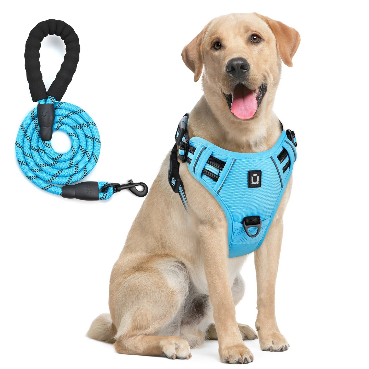Sky Blue No-Pull Dog Adjustable Harness with Easy Control Handle - TrendyPet's Zone