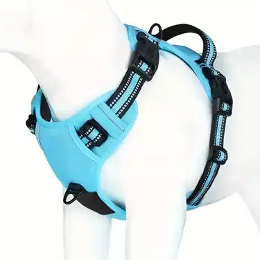 Sky Blue No-Pull Dog Adjustable Harness with Easy Control Handle - TrendyPet's Zone
