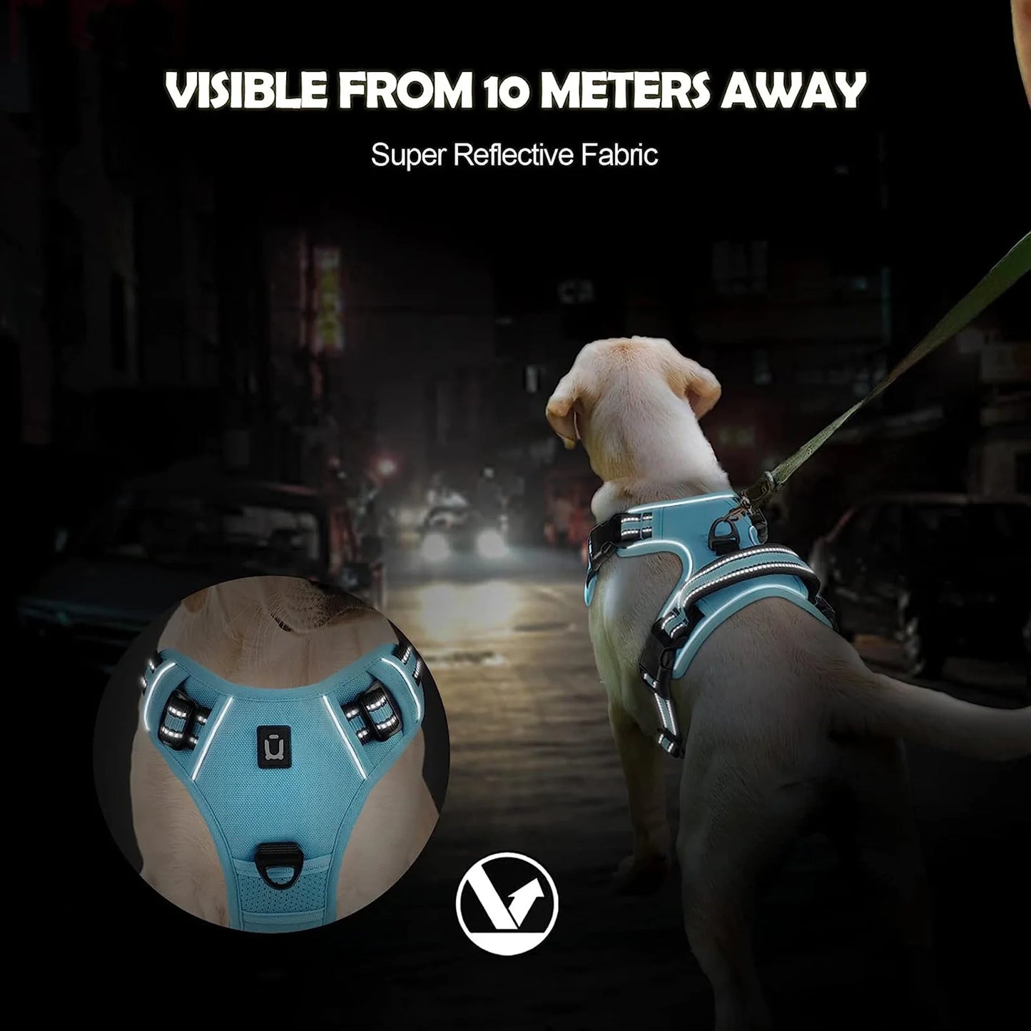 Sky Blue No-Pull Dog Adjustable Harness with Easy Control Handle - TrendyPet's Zone