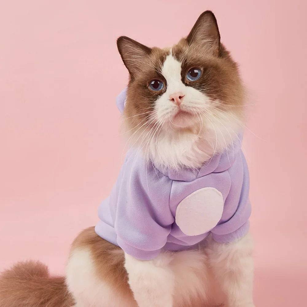 Solid Purple Color Bear Ears Two-legged Sweatshirt for Pets - TrendyPet's Zone