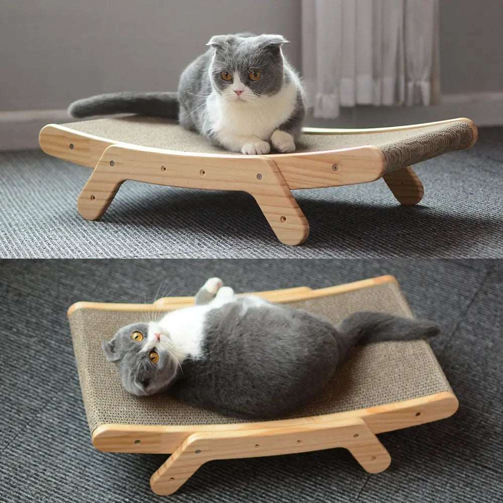 TrendyPet's Zone 3-in-1 cat scratcher bed with vertical scratching surface, pad, and grinding mat for claw training and play.