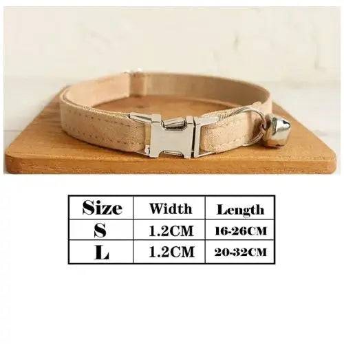 Beige Cat Small Dog Collar with Bell Personalized Engraving ID Tag Nameplate Kitten Collars Necklace Small Dogs Puppy Bulldog Chihuahua Yorshire - TrendyPet's Zone