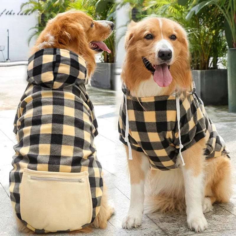 Beige Plaid Dog Winter Coat Pet Jacket Plaid Vest Cold Weather Clothes Apparel TRENDYPET'S ZONE