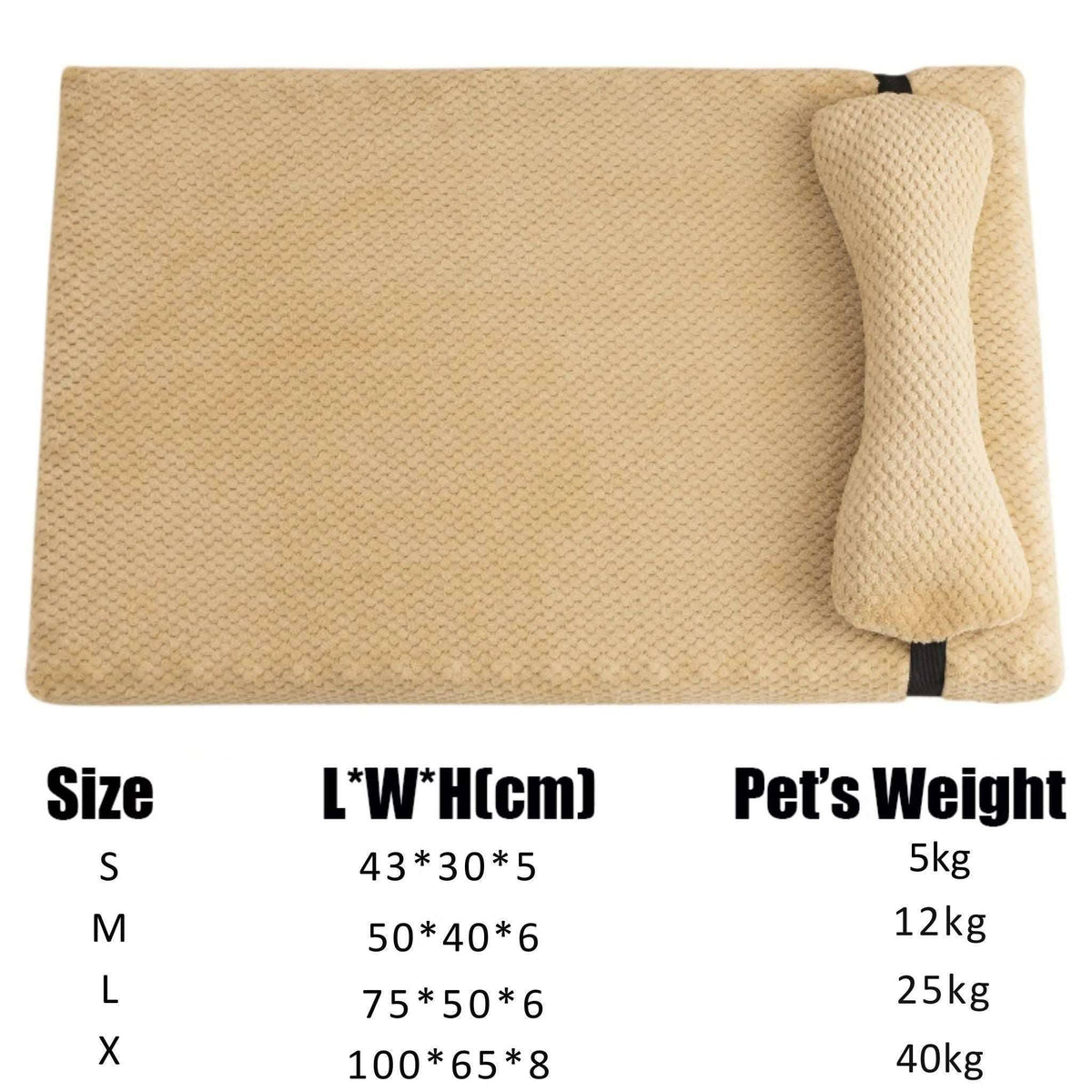 Beige plush dog bed mat with washable cover, soft and fluffy for small to X-large dogs, by TrendyPet's Zone.