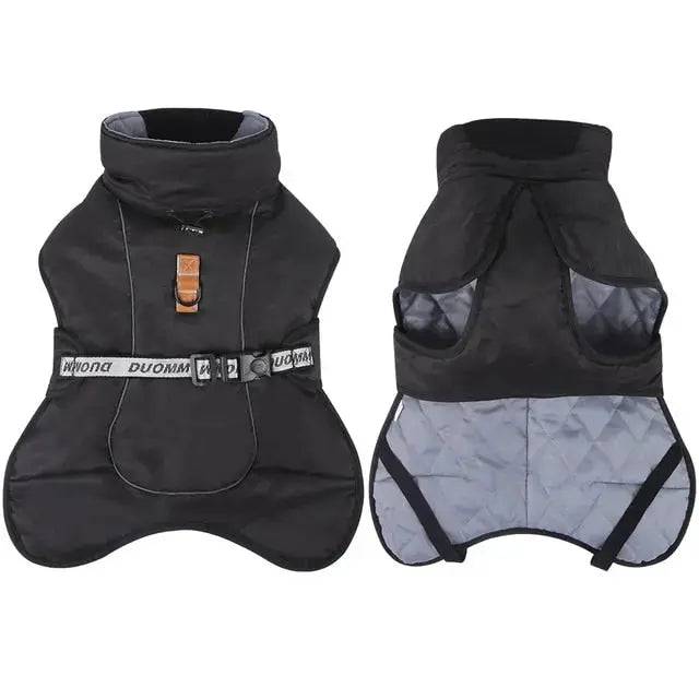 Black Big Dog Jacket Waterproof Winter Warm Clothes for Medium Large Dogs Coat Costume Outfits - TrendyPet's Zone
