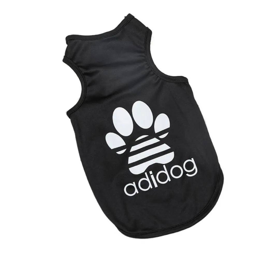 Black Dog Top Puppy Breathable Cool Mesh T-Shirt Cartoon Print Sun Protection Clothing Polyester Thin Vest Summer - TrendyPet's Zone