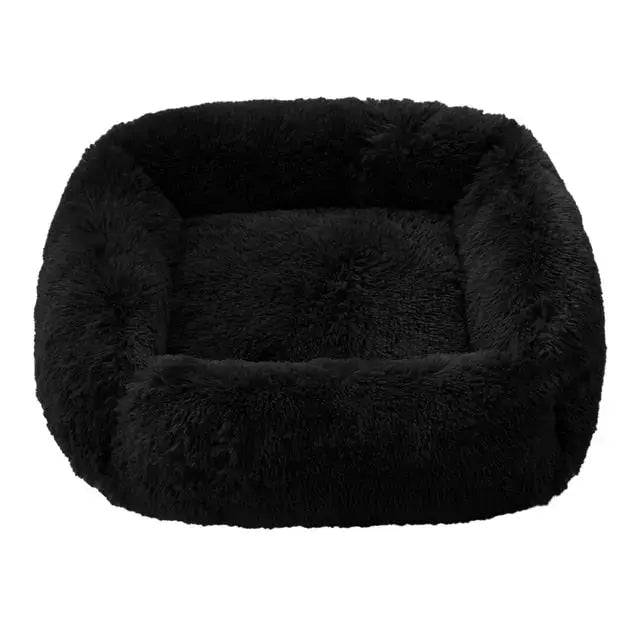 Black fluffy dog sofa bed for small to large dogs, plush rectangular pet mat, indoor winter warm kennel by TrendyPet's Zone