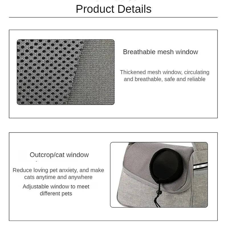 Black and grey TrendyPet's Zone portable pet carrier bag with breathable mesh, designed for dogs and cats to carry comfortably.