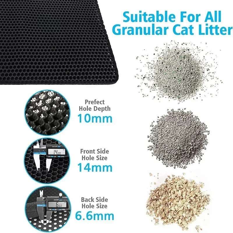 Black Pet Cat Litter Mat Waterproof EVA Double Layer Trapping Kitten Litter Box Mat Clean Pad Products TrendyPet's Zone