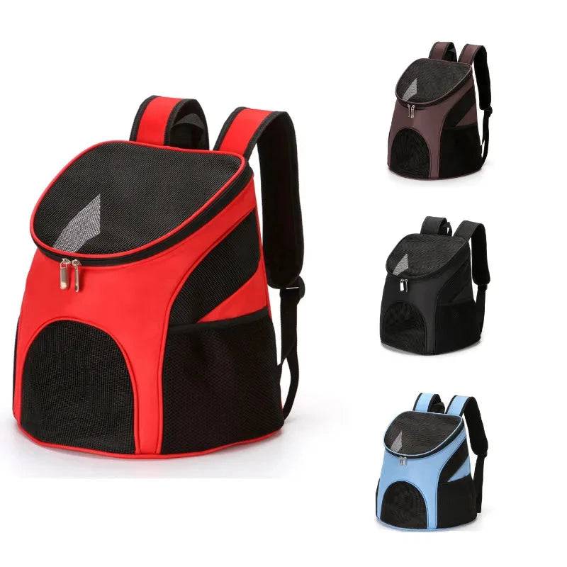 Black TrendyPet's Zone foldable mesh pet carrier backpack for dogs and cats, breathable, large capacity, outdoor travel double shoulder bag.