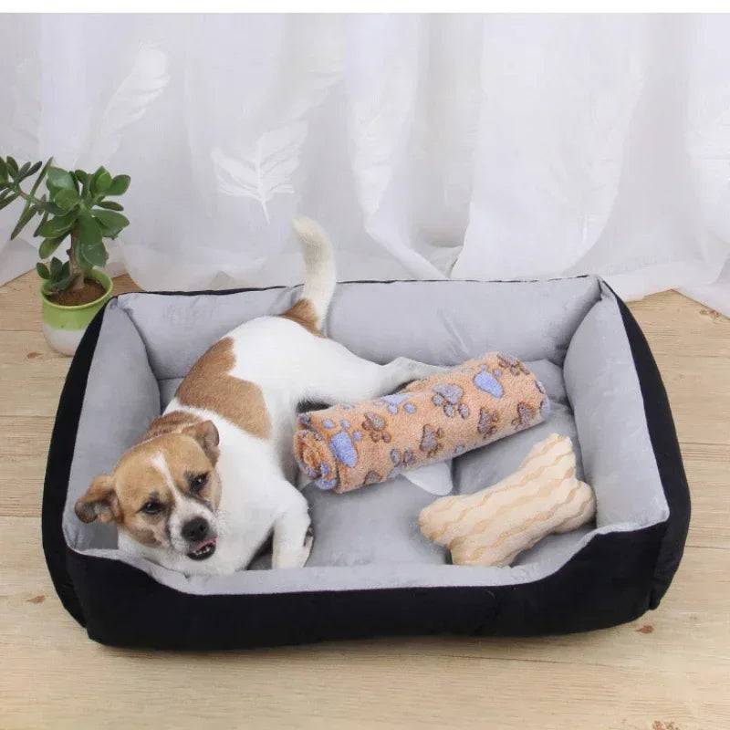 Black TrendyPet's Zone dog sofa bed with soft PP cotton, cozy nest for small to large dogs, ideal for comfortable pet rest.